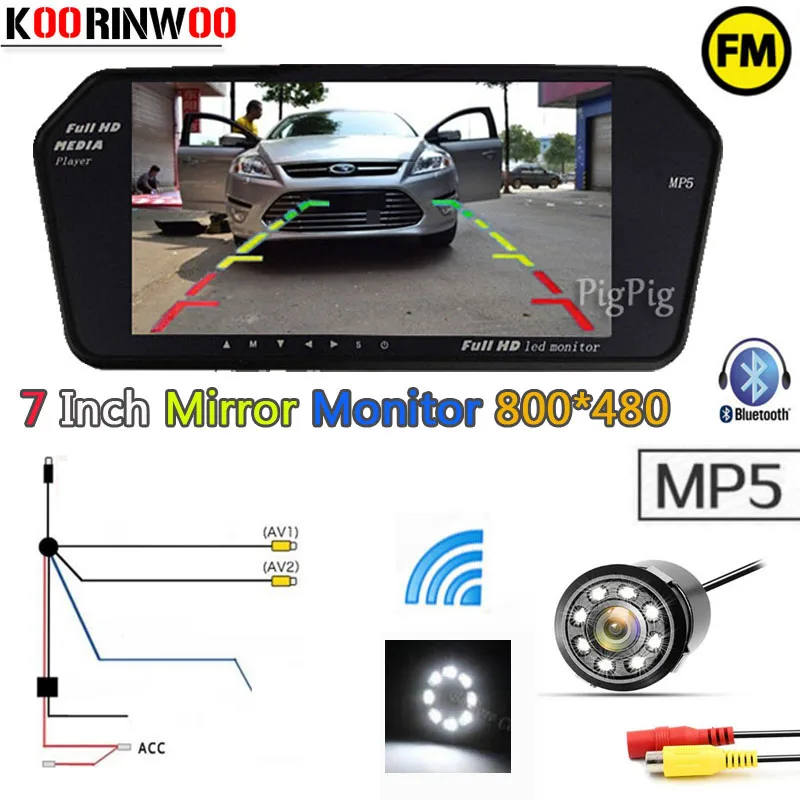 Koorinwoo 2.4 г Беспроводной усыновителя 7-дюймовый автомобильный Мониторы TF USB слот Bluetooth MP5 FM для dvd автомобиля камера заднего вида видео вход 12 В