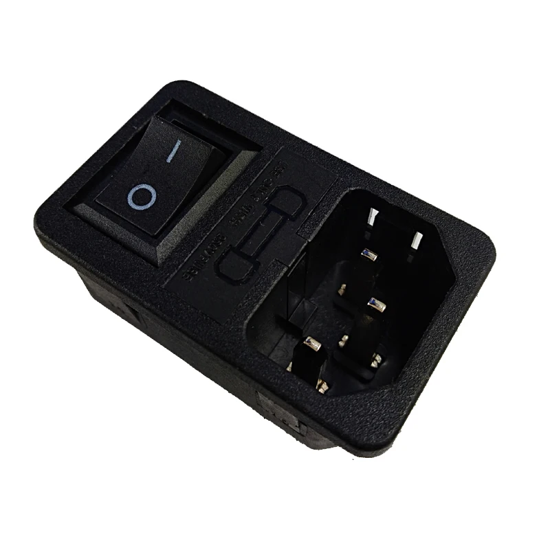 IEC320 C14 AC 250 В/10A Разъем питания с держателем предохранителя черный 2Pin