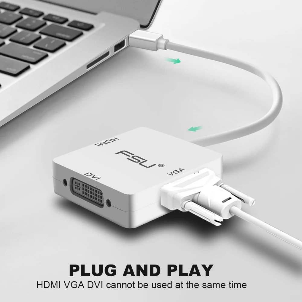 3 in 1 Mini DP DisplayPort to HDMI/DVI/VGA Display Port Cable Adapter for Apple MacBook Pro
