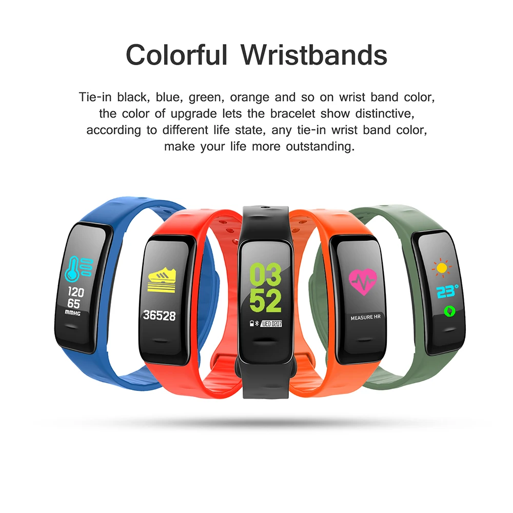  C1 Plus Bluetooth Color Screen Smart Bracelet Blood Pressure Smart Band Heart Rate Monitor Fitness  - 32907036997
