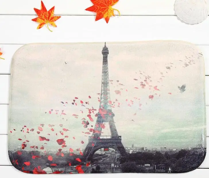 

40*60cm Eiffel Tower Bath Mats Anti-Slip Rugs Coral Fleece Water Carpet For Bathroom Bedroom Doormat Online