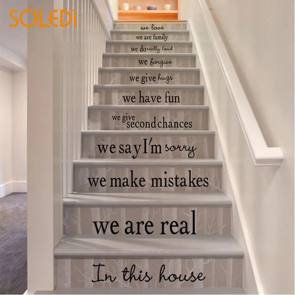 

PVC 54*85.7CM Stair Riser Stickers We Are Family Staircase Sticker Stair Decals Sticker Sticky Strong Home Decor Self-Adhesive