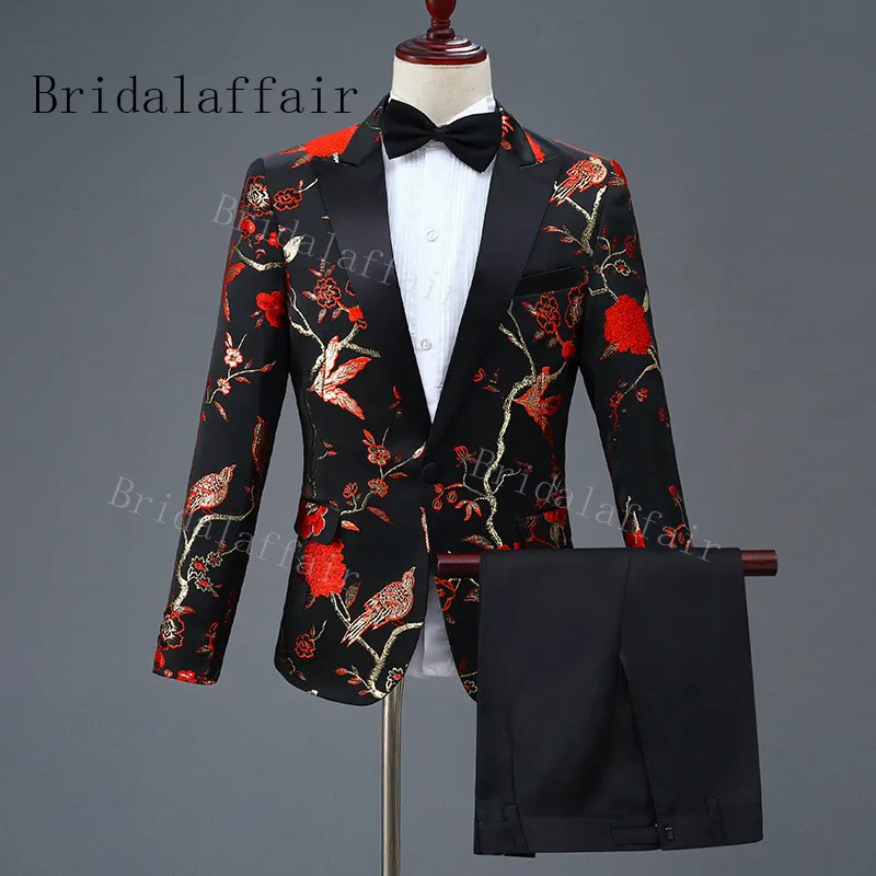 Bridalaffair Новая мода кран аппликации для мужчин s костюм брюки жениха Свадебные костюмы для лучших мужчин Slim Fit жениха смокинги белый в 2 шт - Цвет: same as image 6