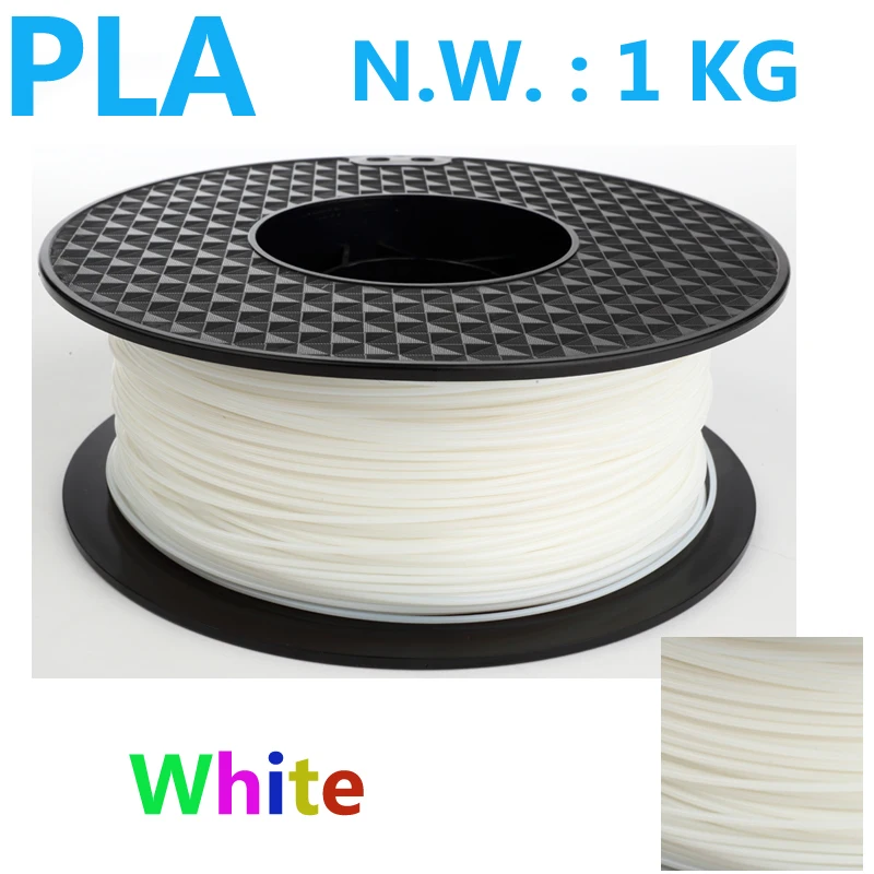 

White color pla 1.75 3d printer filament USA natural 3d plastic filament China 3d pen pla filament 1.75mm 1kg impressora 3d pla