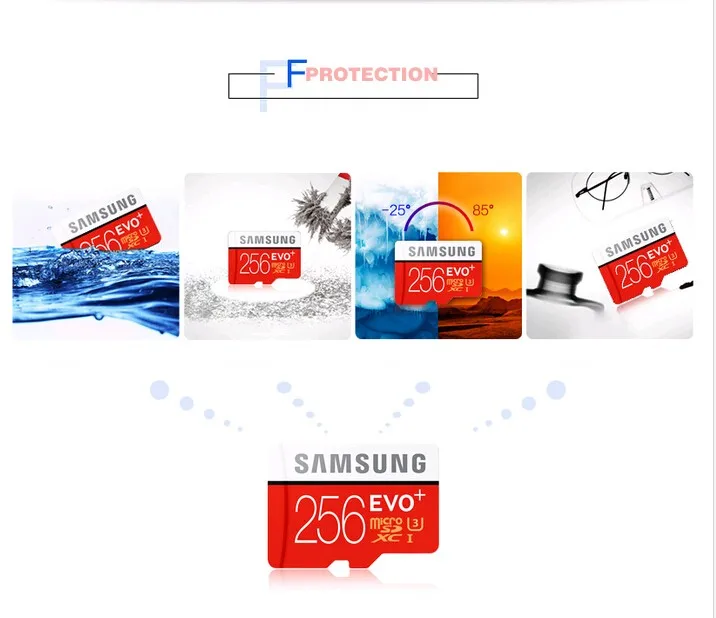 Карта памяти MicroSD SAMSUNG EVO Plus Class10 слот для карт памяти micro sd 256 ГБ 95 МБ/с. Водонепроницаемый TF Memoria Sim карту Транс Микро карта для смартфона 256 ГБ