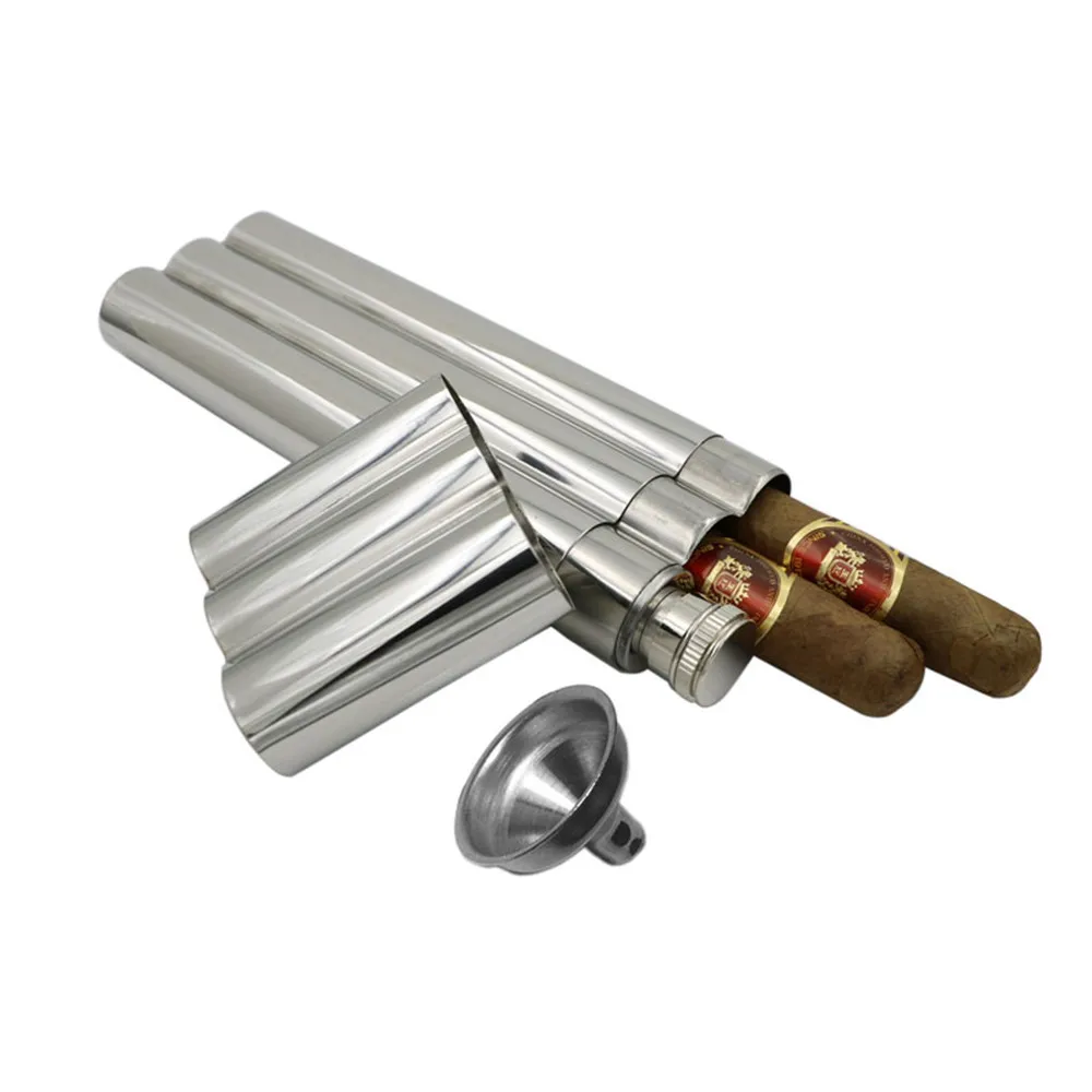 

Mini 2oz bpa free Creative whisky flagon portable Stainless steel 304 alcohol hip flask with double Cigar box A2045c