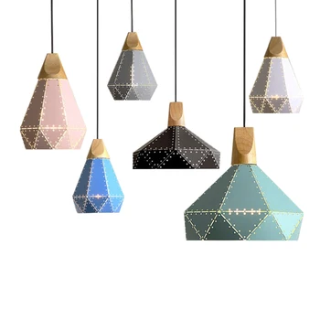 

Post Modern Macaron Pendant Lights Metal Painted Colorful Pendant Lamp Wooden Pendant Lights for Restaurant Bar Dining Island