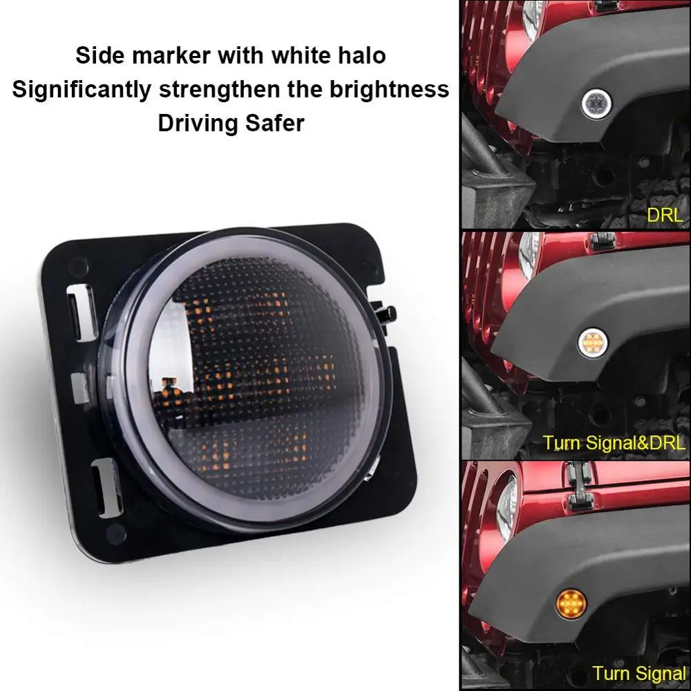 Светодиодный Боковой габаритный фонарь переднего крыла сигнальный индикатор парковки лампа для 07-17 Jeep Wrangler