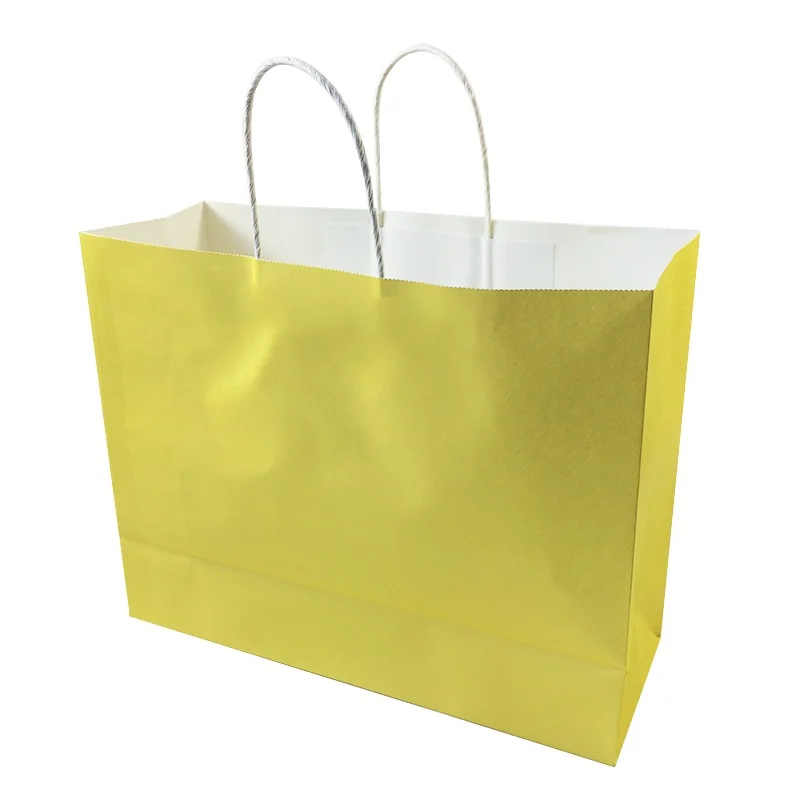 10 Pcs/lot Yellow Kraft paper gift Bags With Handles 2 Size optional