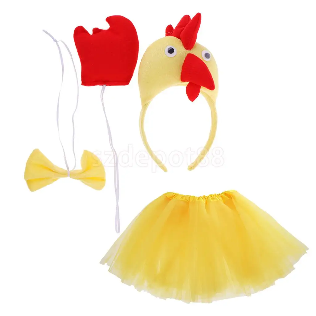 Funny Little Chick Animal Headband Tail Bow Tie Costume Accessory Fancy Dress
