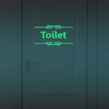 Светящиеся Настенные наклейки для ванной комнаты, домашний декор для двери, светится в темноте, туалет, туалет, наклейки для помещений