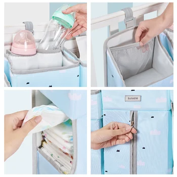 

Hot Sale Portable Baby Crib Organizer Bed Hanging Bag for Baby Essentials Diaper Storage Cradle Bag Bedding Set