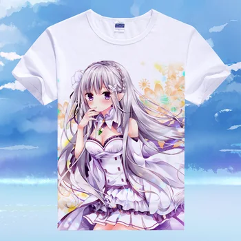 

Re:Zero kara Hajimeru Isekai Seikatsu T-shirt Anime Emilia Rem Cosplay T Shirt Cartoon Student Tops Tee Lovely Cute Gift Tshirt