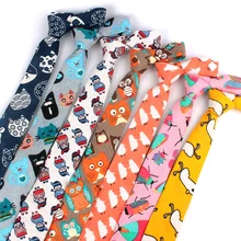 Cartoon Print Tie For Men Women Skinny Neck Tie For Wedding  Casual Cartoon Neckties Classic Suits Slim Cotton Linen Neck Ties