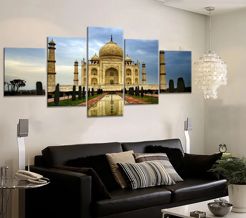 Wall Artwork For Living Room Modern Canvas Print India Taj Mahal Marble Domes Architecture