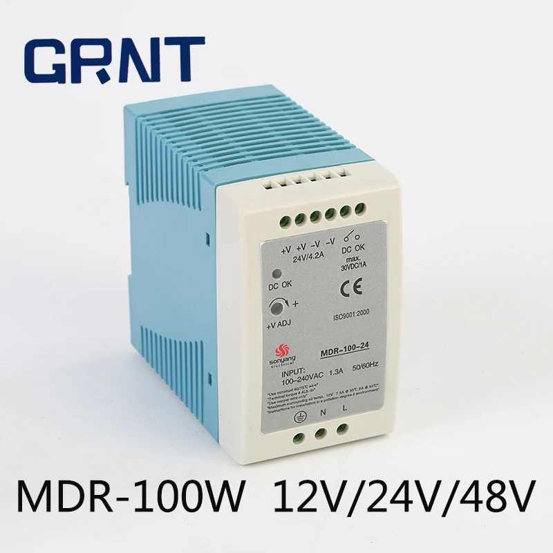 MDR-100W-12V/24V/48V Din Rail ультратонкий одновыходной импульсный источник питания |