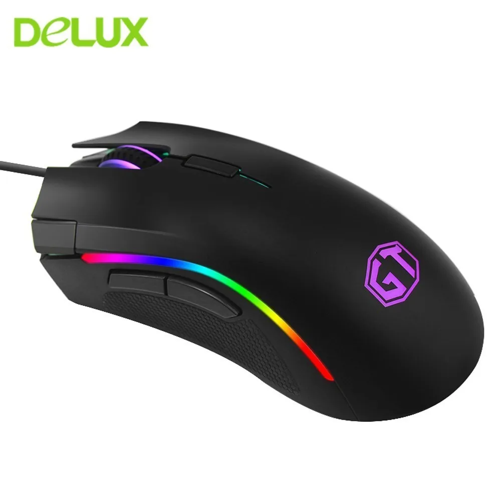 Delux M625 A3050 RGB игровая мышь с подсветкой 4000 DPI 7 программируемых кнопок USB проводные