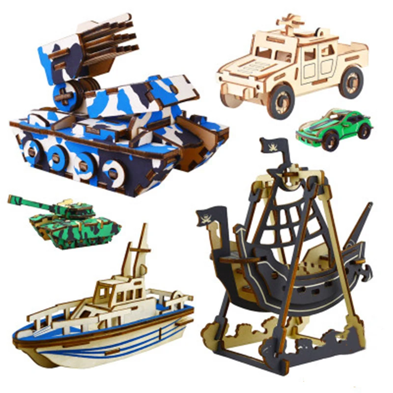 

DIY 3D Wooden Military Simulation Car Toys Three-dimensional Jigsawpuzzle Laser Cutting Processing DIY Handmade Toys