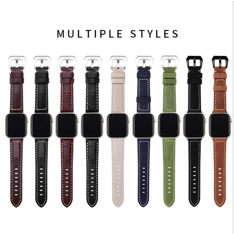 

Genuine Leather Strap for Apple Watch Band 3 2 1 38MM 42MM Replacement Band for iWatch 4 40MM 44MM Wrist Watch Bracelet