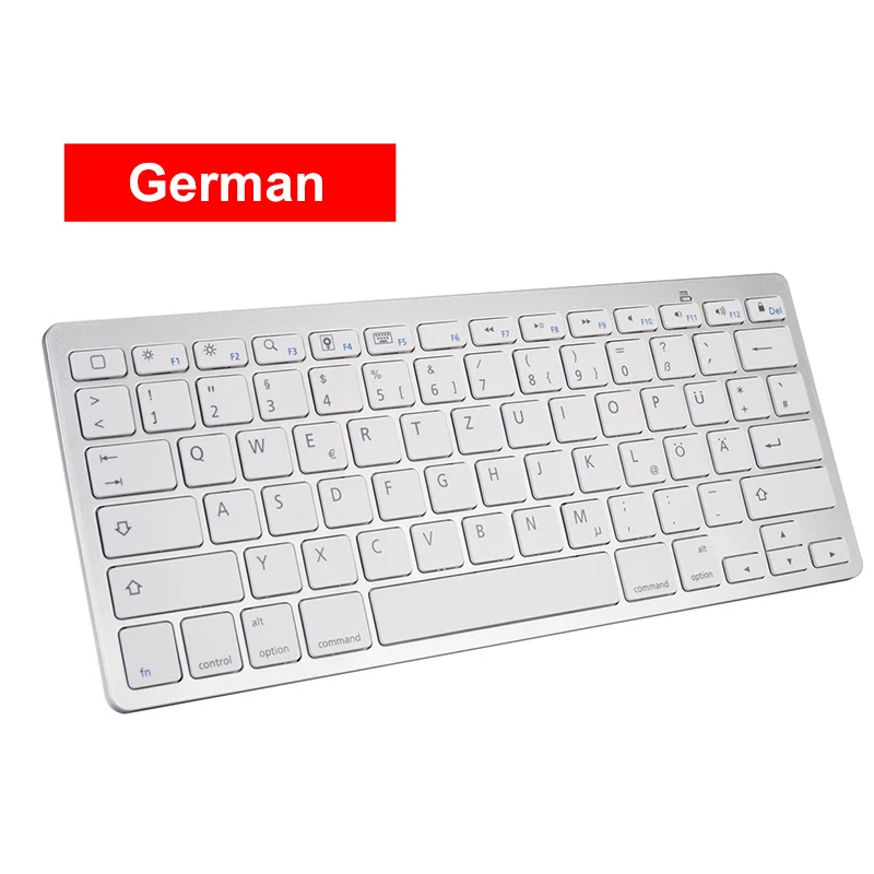 Мини Русская Bluetooth клавиатура испанская французская немецкая Корейская Арабская тайская Многоязычная клавиатура для IOS Android Windows PC - Цвет: German