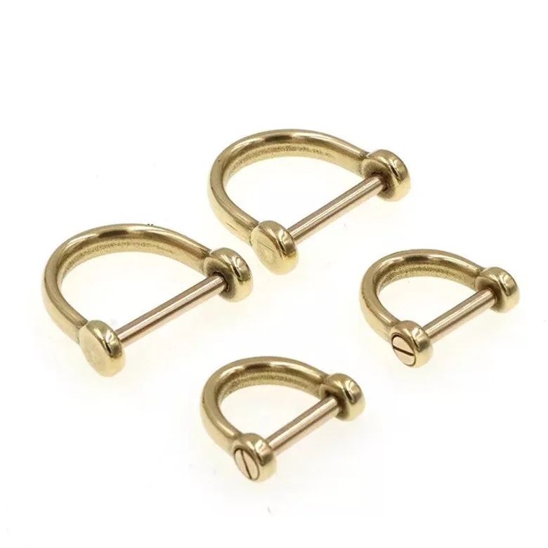 3Pcs Solid Brass D Shackle Clasp Metal Buckles Keychain Ring Hook Bag