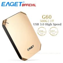 EAGET G60 500GB 1T HDD USB 3.0 Hard Disk High Speed Shcokproof Encryption Mobile External Hard Drives HDD Desktop Laptop Tablets