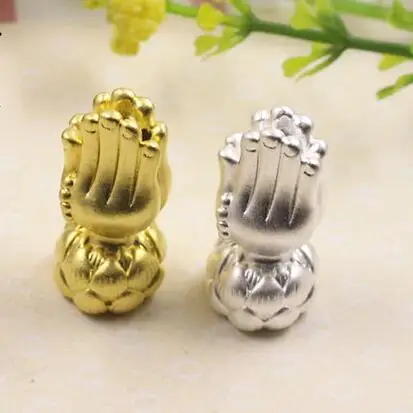 

3D 100% 999 серебряные бусины чистое серебро тибетские руки Будды Бусины удачи бусины «Лотос» DIY браслет бусины