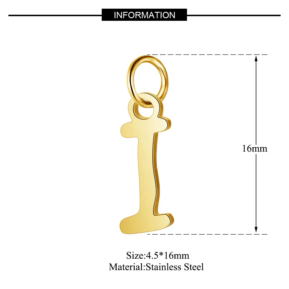 316L украшения с буквами алфавита из нержавеющей стали золотого цвета DIY инициалы из A-Z подвеска с алфавитом с ДЖАМП-кольцо аксессуары - Окраска металла: T544G-I