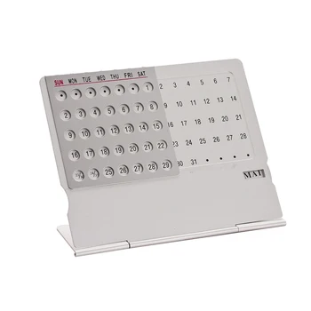 

1 Pc Creative Mini Ultra-thin Metal Desktop Calendar Super Perpetual Unique 100 Years English Calendars