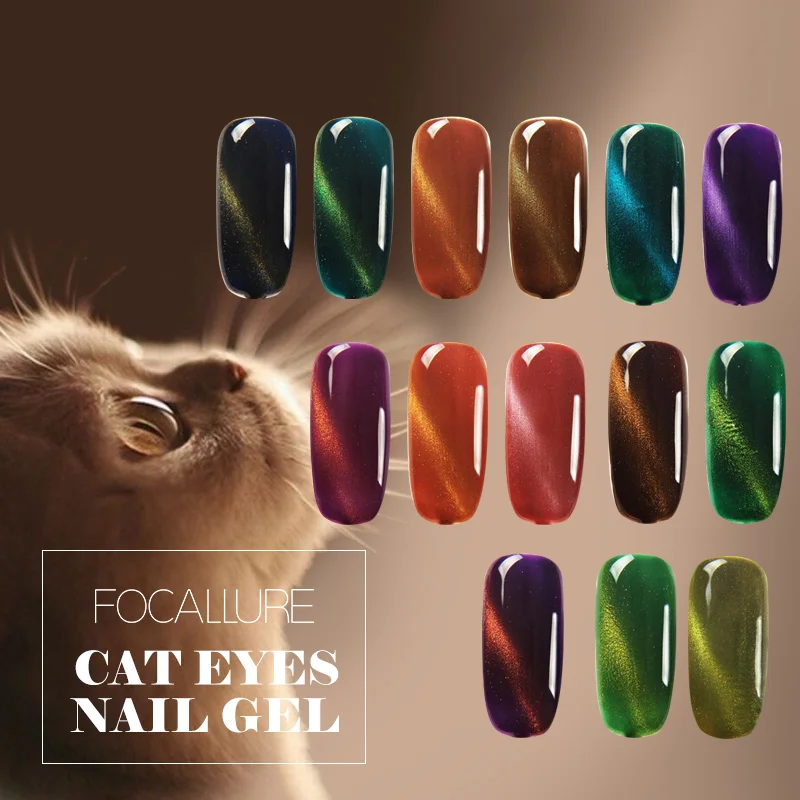 FOCALLURE Гель-лак для кошачьих глаз впитывающие наклейки для ногтей маникюрный дизайн долговечный УФ-гель для ногтей 3D Магнитный кошачий глаз
