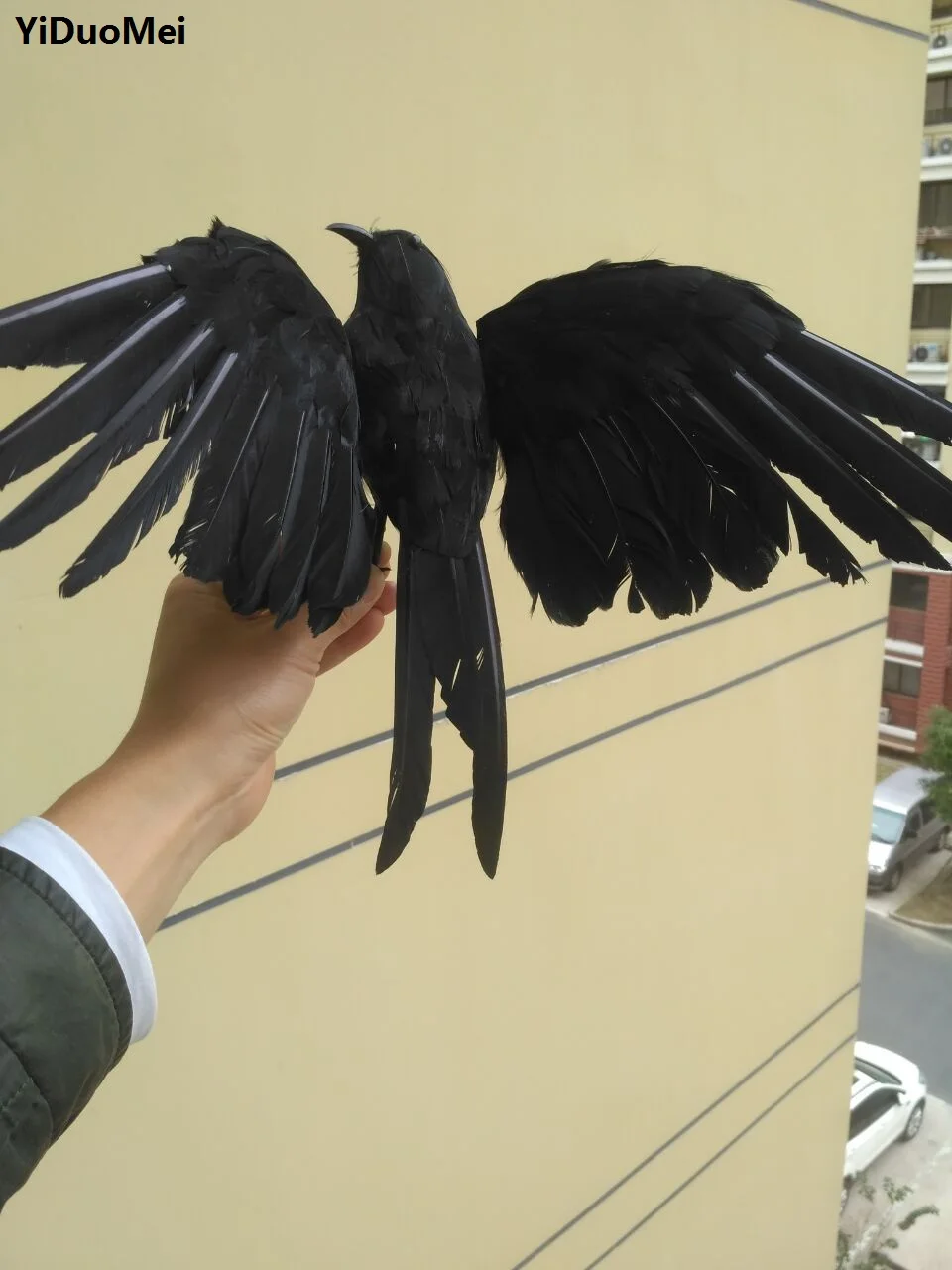

about 30x45cm artificial crow bird foam&feathers spreading wings crow handicraft Halloween prop,garden decoration gift p2305
