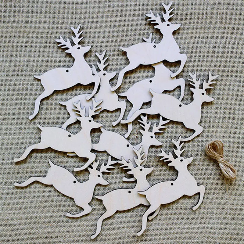 10pcs/Lot Carved Wood Snowflake Christmas Tree Hanging Ornament Tag Xmas Christmas Party Room DIY Craft Decor