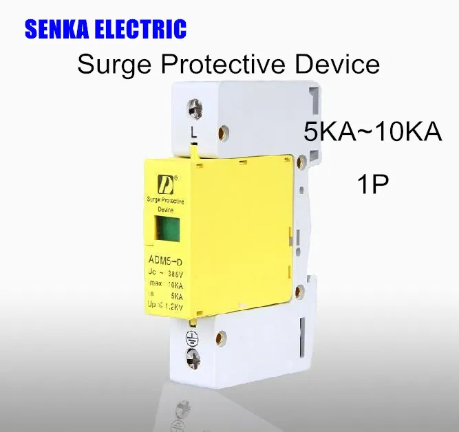 SPD 1P 5-10KA устройство защиты от перенапряжения Электрическая защита D ~ 385V AC |
