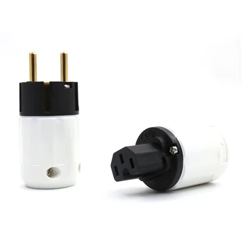

Preffair HI-End 24K Gold Plated Schuko Power Plug European Plug Adapter Schuko Type for Germany, France, Europe, Russia