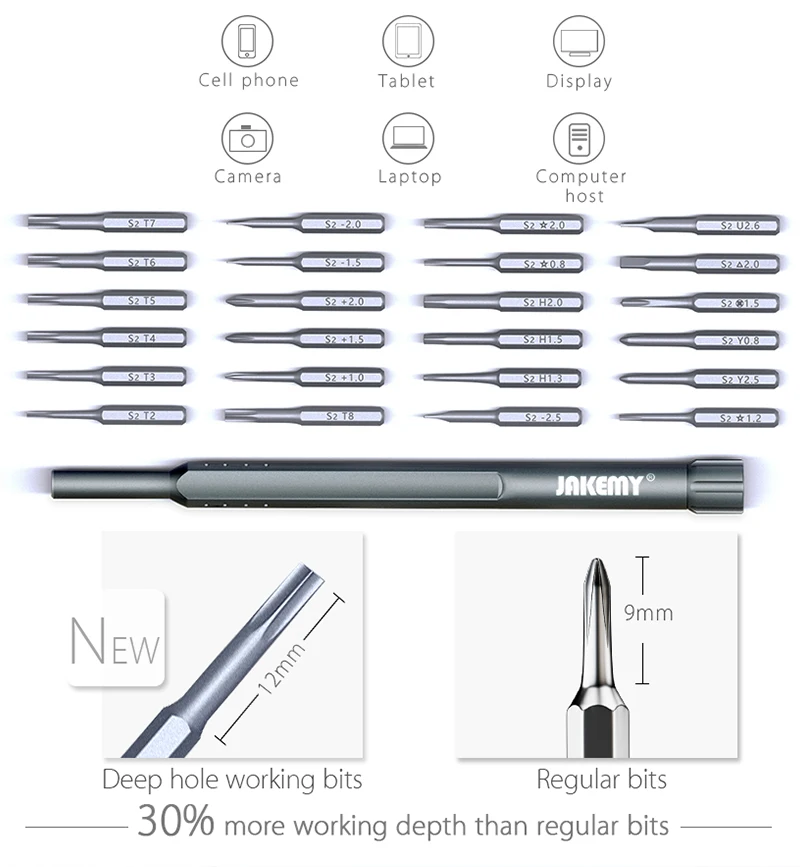 JAKEMY новейший элемент JM-8169 Портативный Прецизионный Набор отверток с антикоррозийными S2 стальными битами DIY Набор инструментов для телефона камеры