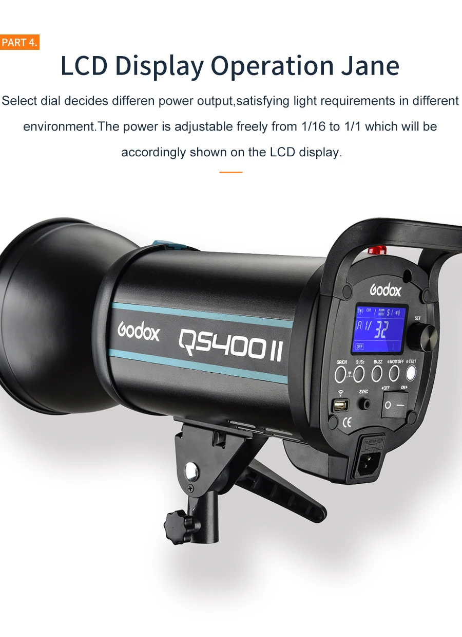 Godox QS400II 400 Вт студийная вспышка стробоскоп свет студия монолайт для любителей или профессиональных фотостудий фотографов