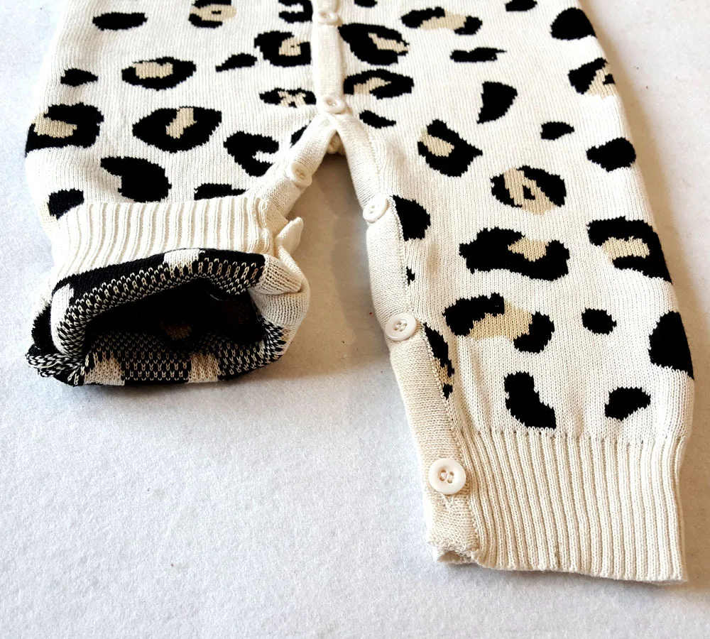 Goede Baby jongen meisje Luipaard Print Rompertjes 2018 lente herfst Pasgeboren Gebreide Trui Romper Kerst Uitloper Jumpsuits
