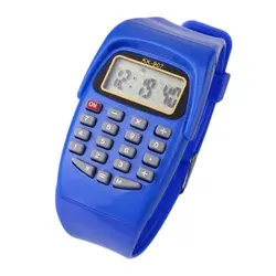 Синий/желтый/розовый Детские электронные часы спортивные силиконовые многофункциональные электронные калькулятор часы