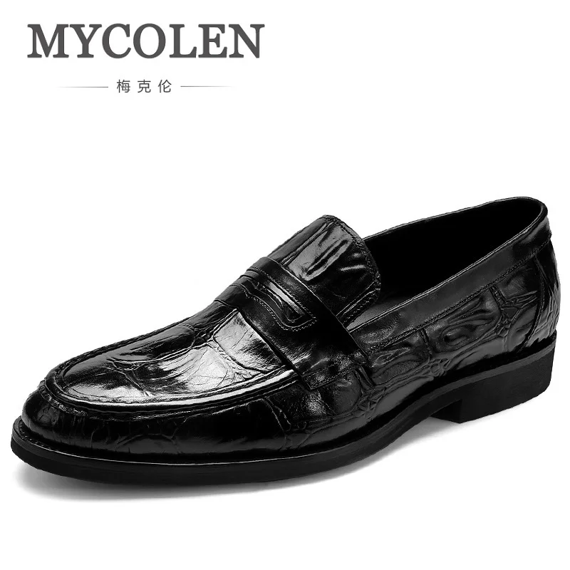 MYCOLEN Big Code Shoes Men Formal Leather Luxury Brand Slip-On Mens Dress Shoes Elegant Crocodile Skin Shoes Chaussure Mariage