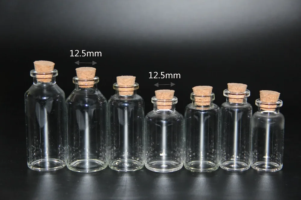 20X 15ml 20ml 23ml 25ml 30ml 50ml 110ml Glass Bottle Vial Empty Sample Jar with Cork Message Vial Wedding Wish Bottle glass jar 2