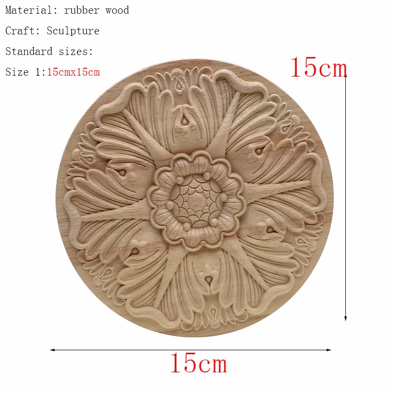 Рамка двери шкафа декоративные фигурки деревянные аппликации для мебели Неокрашенный резной угловой Onlay украшения дома аксессуары - Цвет: 15cmX15cm