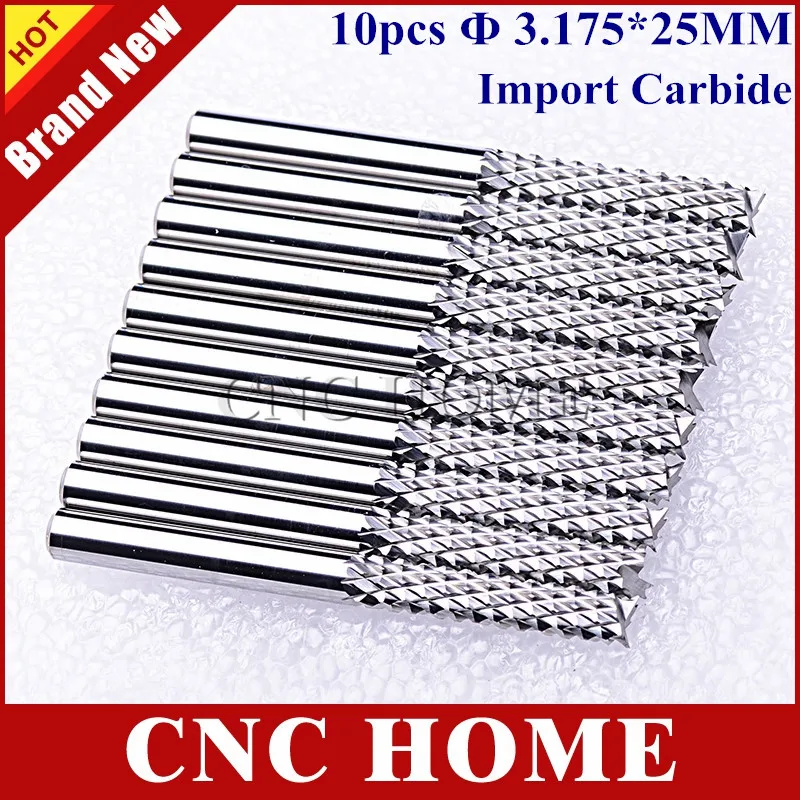 

10pcs 1/8" 3.175*25mm Import Carbide End Mill CNC Router Cutter Corn PCB milling bits on Hard wood carbon fiber Glass HDF