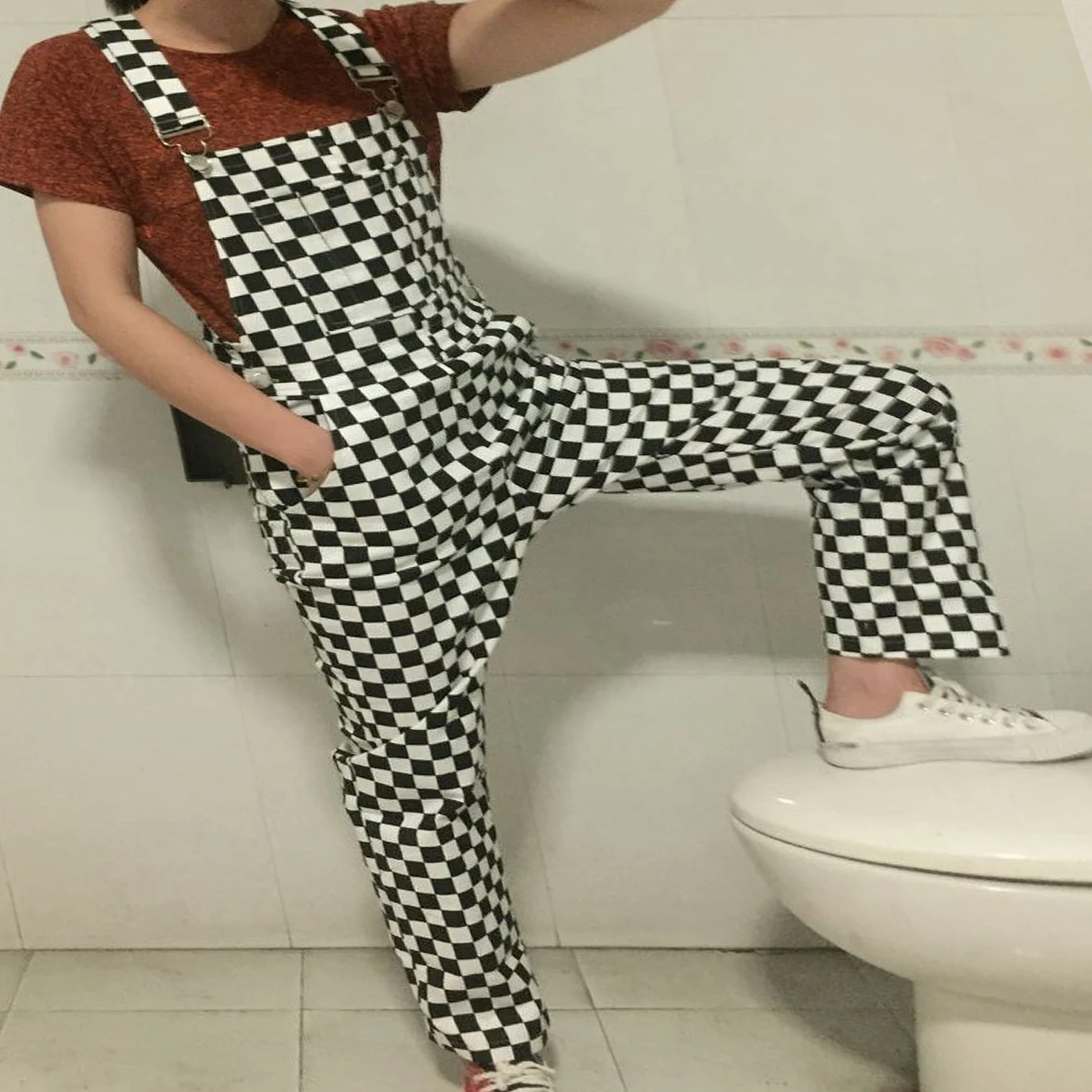 Streetwear Workout Straight Slim Overalls Korea Cargo Thin