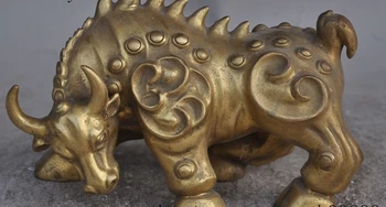 

Free shipping lucky china fengshui brass wealth ruyi animal Ox bull oxen Cattle Bovine statue