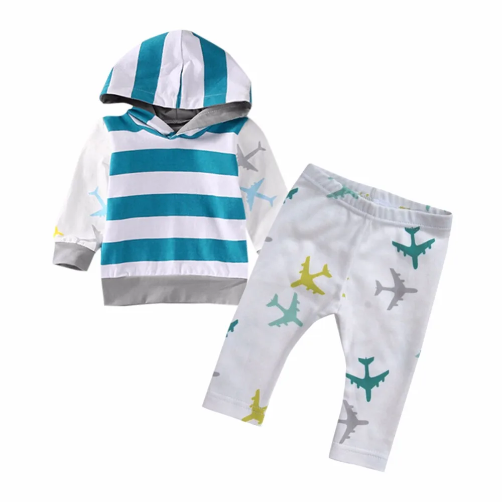 Airplane Printing Newborn Baby Boy Girl Clothes Set Tops T shirt Pants