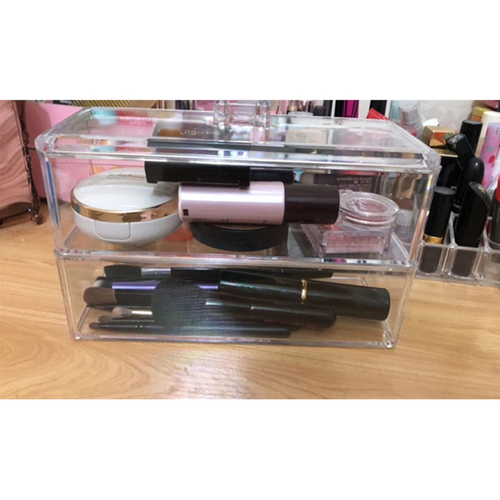 2 Layer Removable Large Storage Organizer Case for Makeup Brushes Pencil Pen Jewelry with Lid