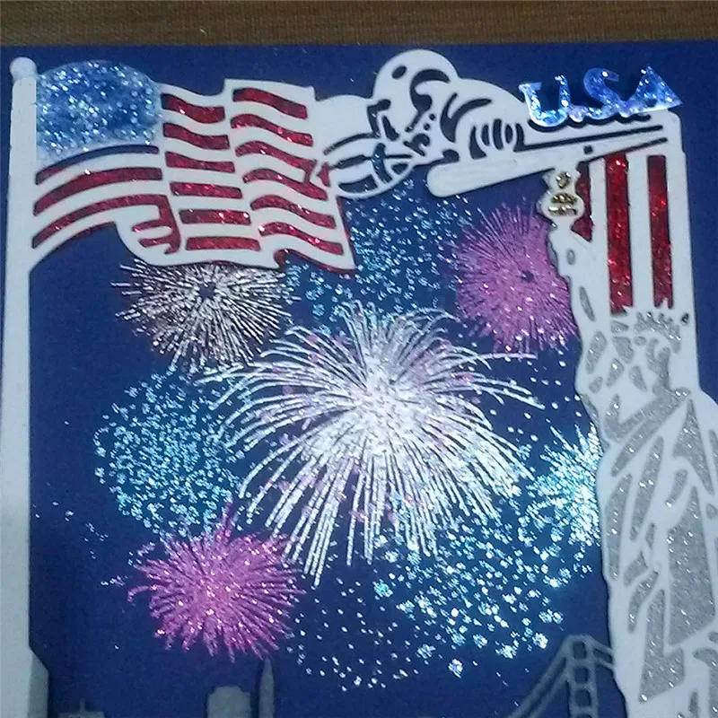 

GJCraft American Flag and Firecrackers Metal Cutting Dies for Dies Scrapbooking Album Embossing DIY Paper Decoration Craft Dies