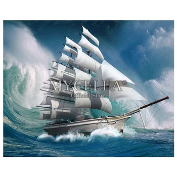 

5D DIY Diamond Embroidery Ship Scenery Full Diamond Painting Cross stitch Boat Diamond Mosaic crystal Wall Painting Home Decor