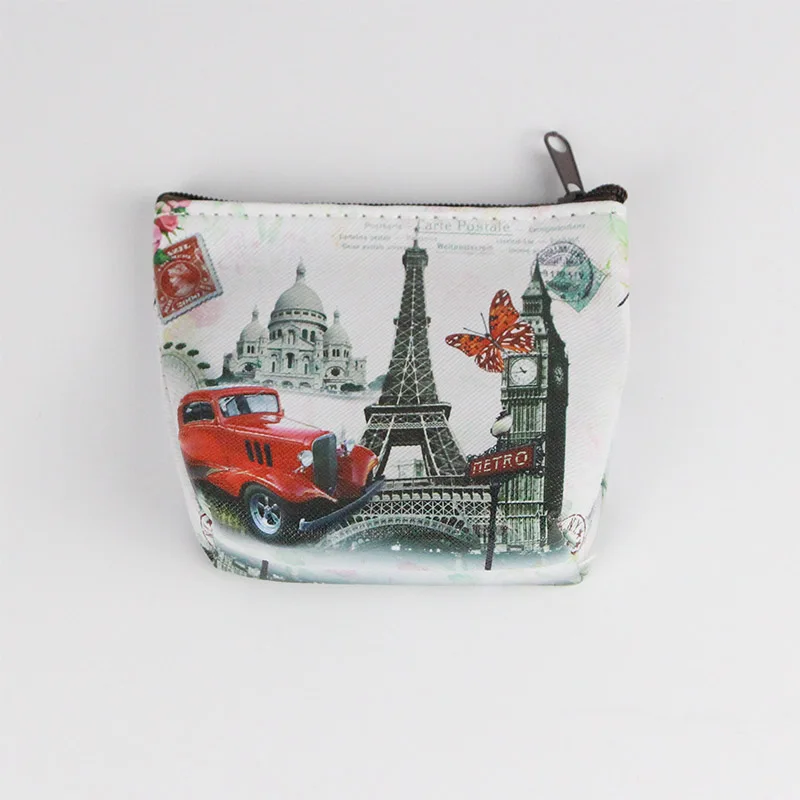 Hot Retro Paris Coin Purses Women Mini Wallets PVC Baby Girl Change Purse Children Zipper Pouch Card Coins Holders Clutch