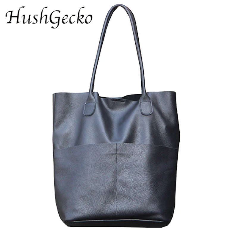 

High end Customized Genuine Leather Women Shoulder Bags Causal Vintage Soft Cowhide Skin Handbag Shopping Bucket Liner Bag